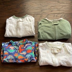 Bundle lot of 4 zipper footed pajamas size 6-9 month